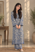 Blue & Ivory Paisley Printed 2-Piece Suit