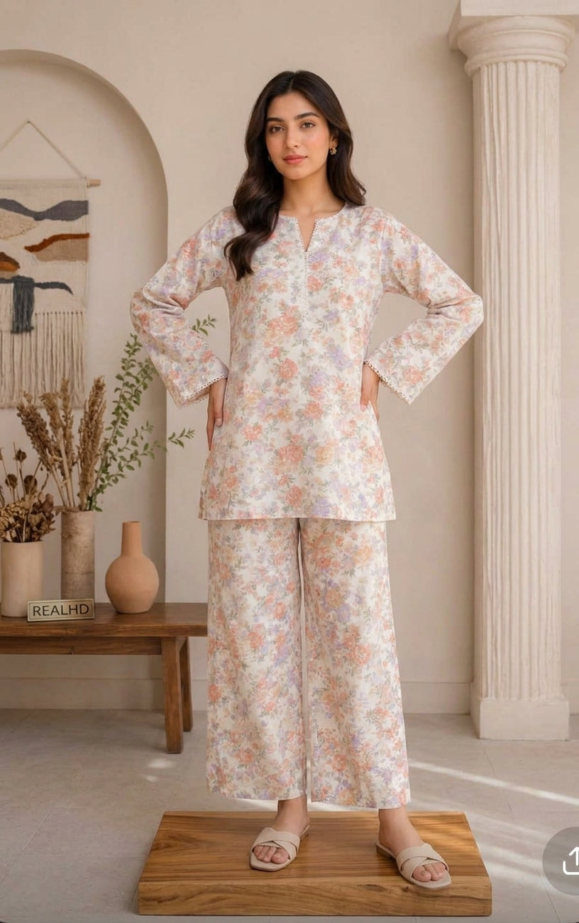 Floral Elegance – 2 Piece Printed Linen Set